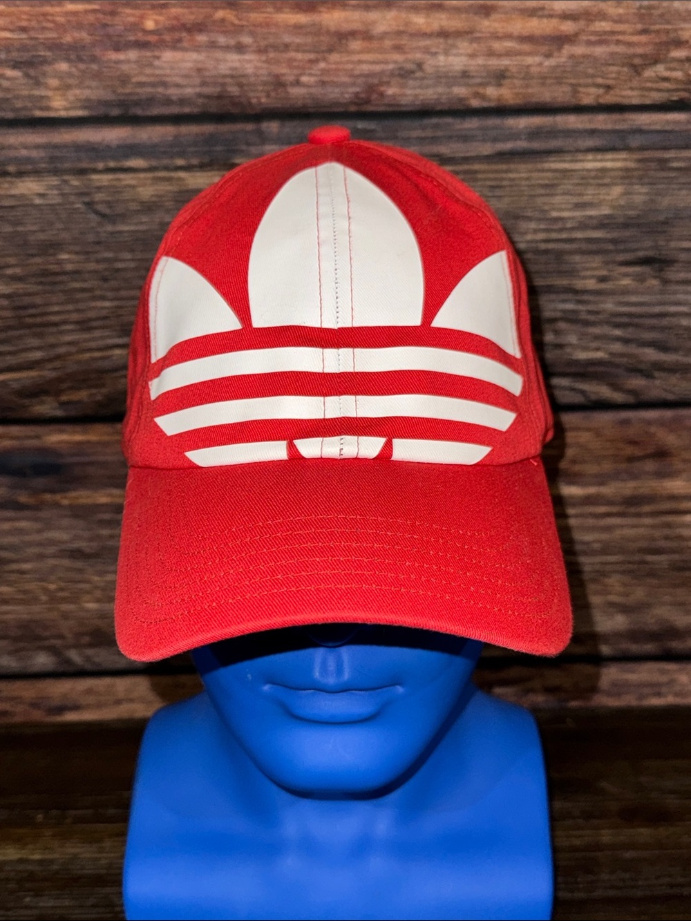 adidas Red Cap with Large White Trefoil Logo